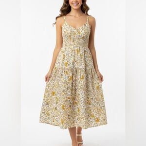 J. Crew Yellow Floral Midi Sundress